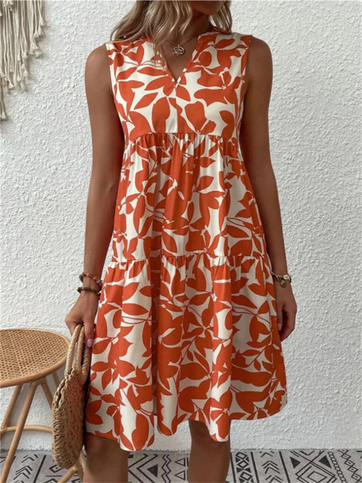 Allegra – Leaf Print Summer Dress