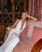 Celeste – Ivory Draped Maxi Dress