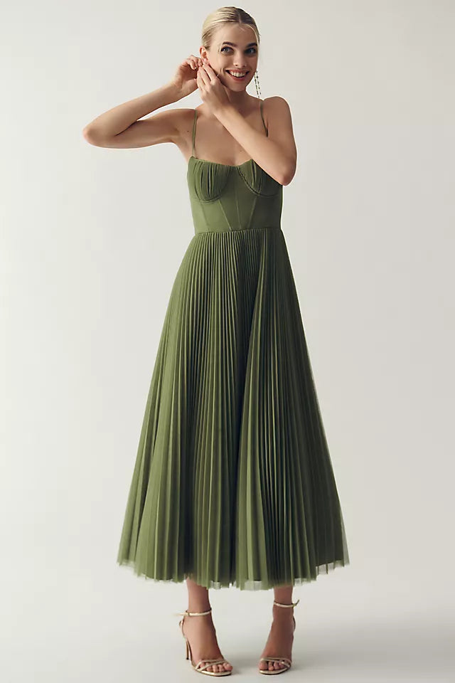 Elise – Asymmetrical Pleated Dress