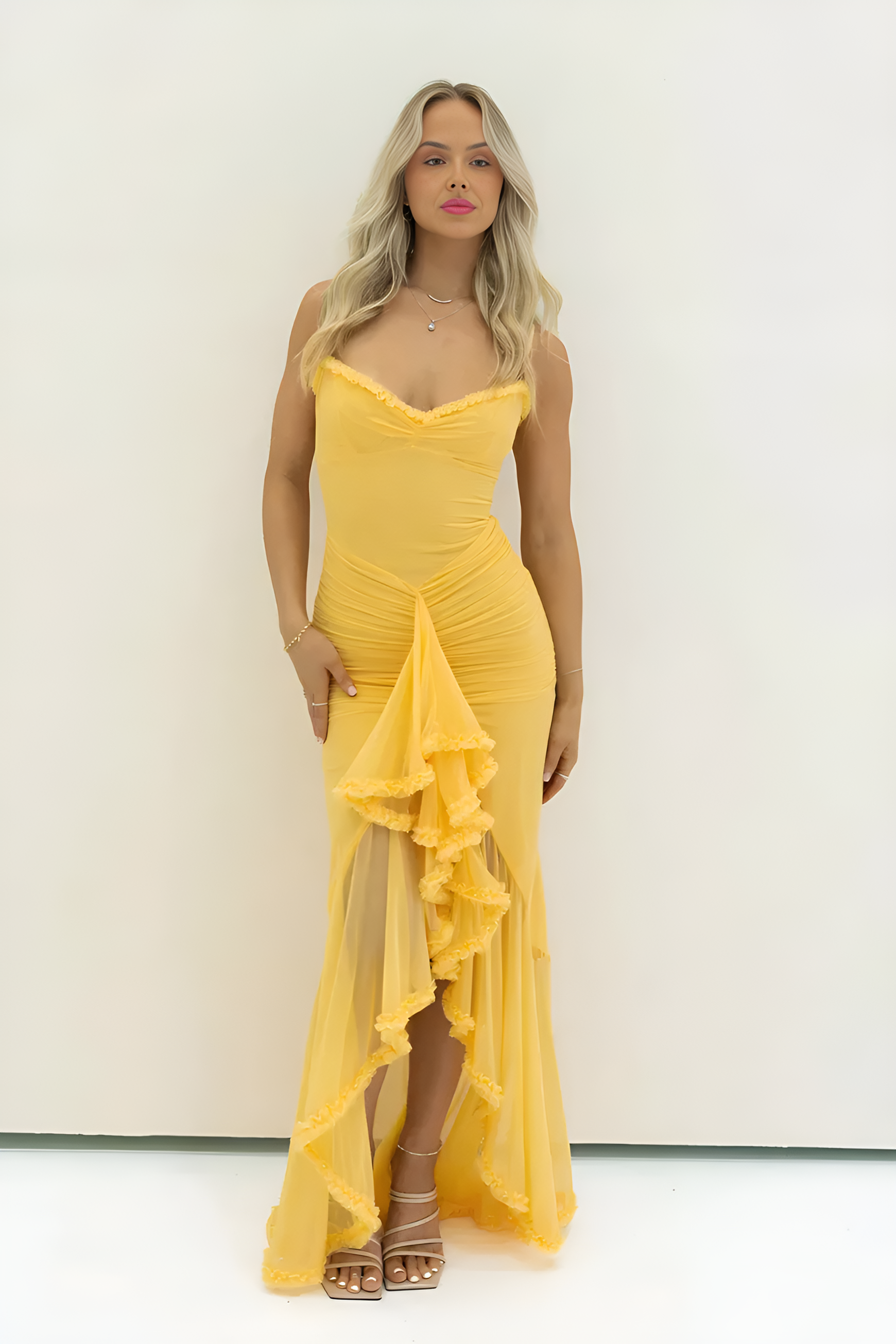 Lila – Cascading Detail Evening Dress