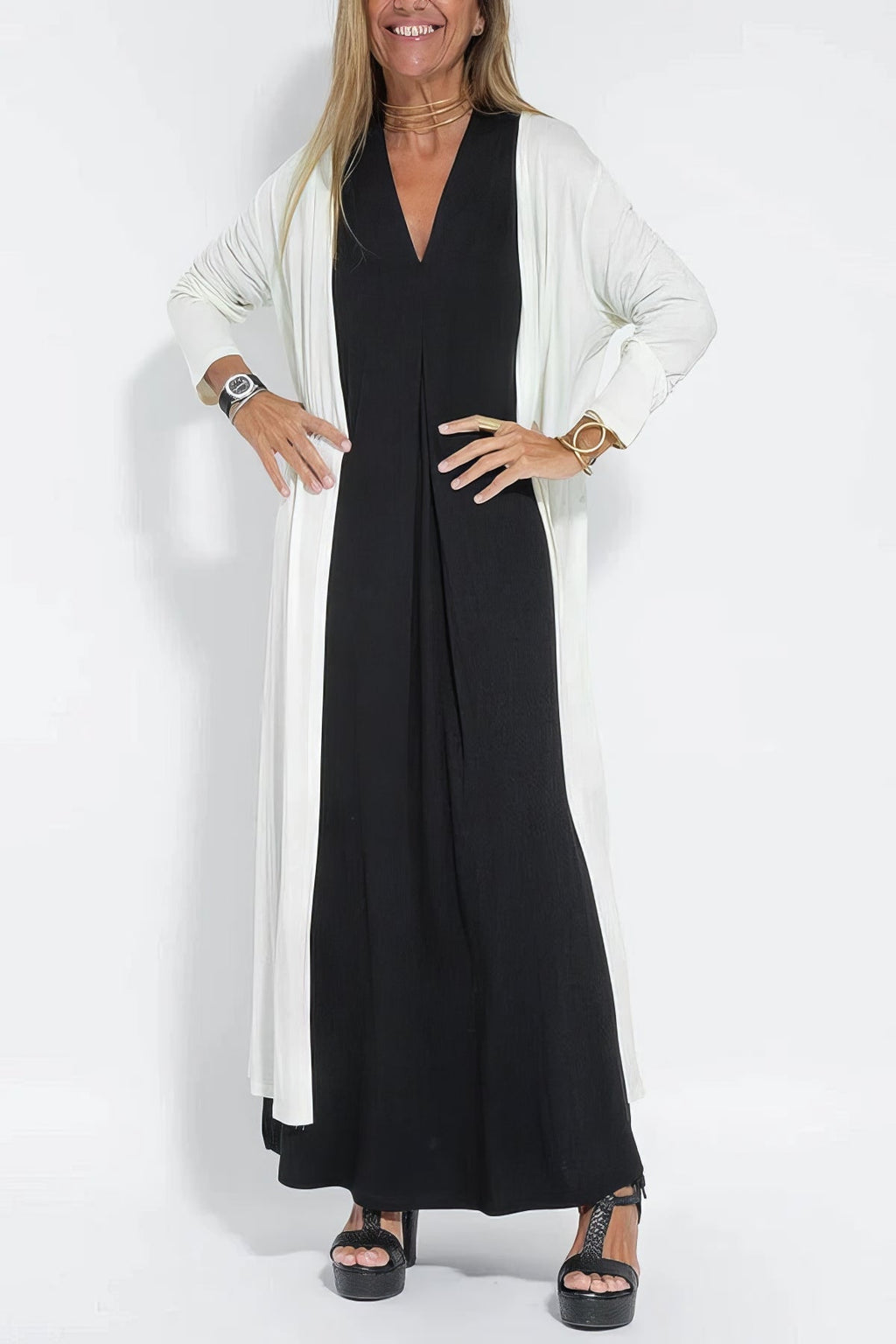 Clodagh – Sculpting Maxi Dress with Free Cardigan